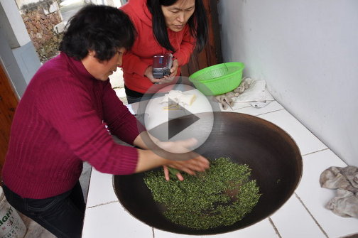 Tillverkning av kinesiskt grönt te utanför Suzhou